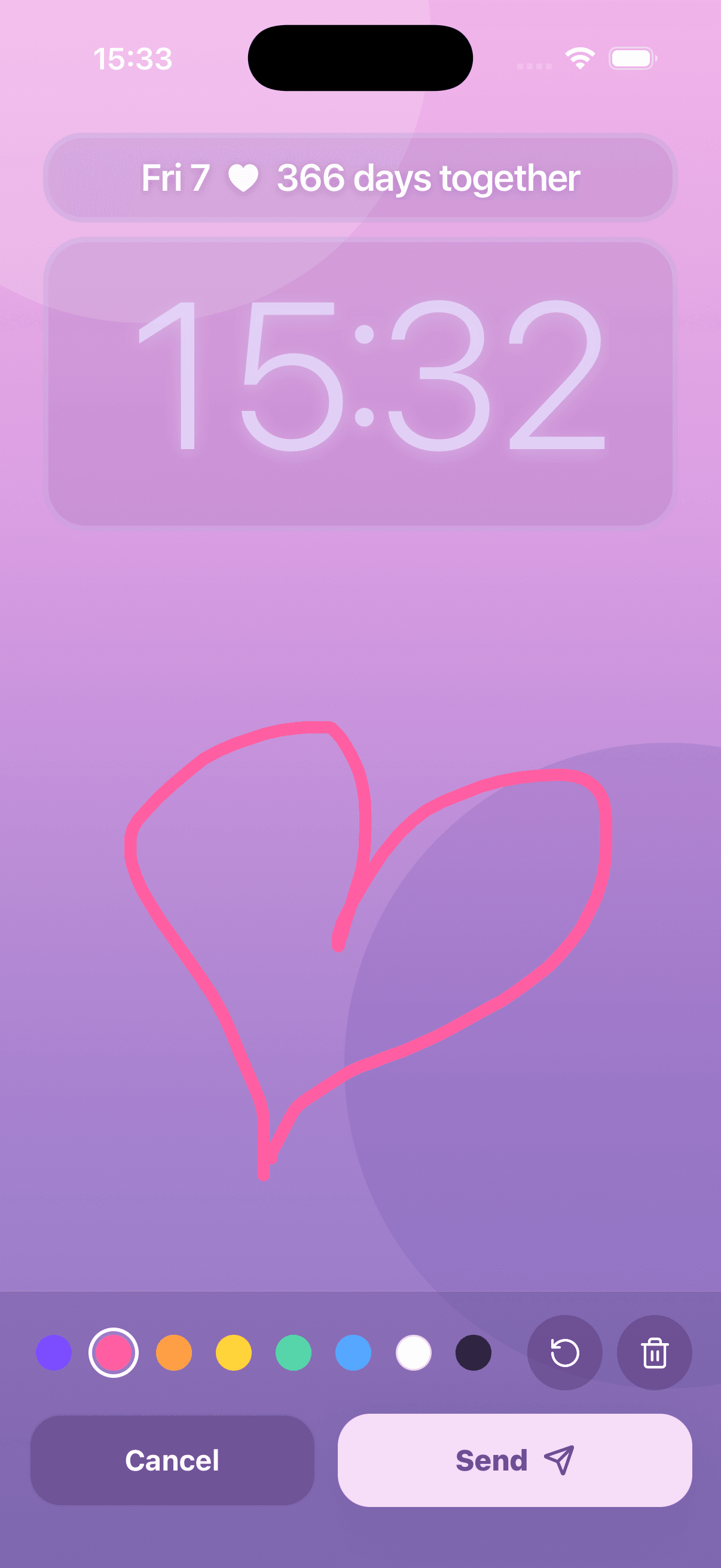 A hand-drawn heart sent through HeartSee